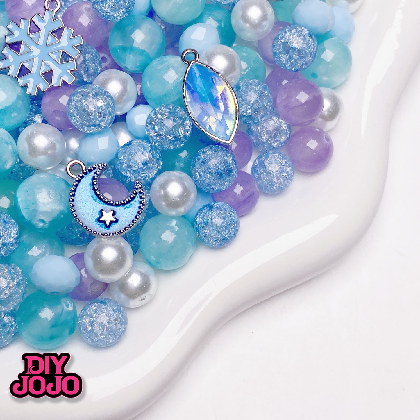NEW(364円OFF)【R2930】海の月ー高級ストーン(アイスジェイド)&高品質K9花火ガラス ビーズ & 高品質ガラス &メタル