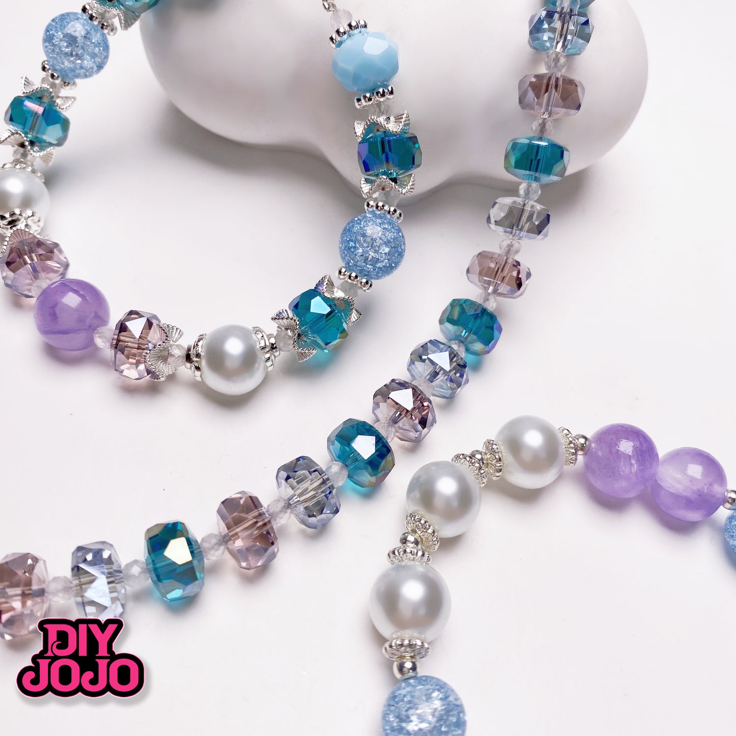 NEW(364円OFF)【R2930】海の月ー高級ストーン(アイスジェイド)&高品質K9花火ガラス ビーズ & 高品質ガラス &メタル