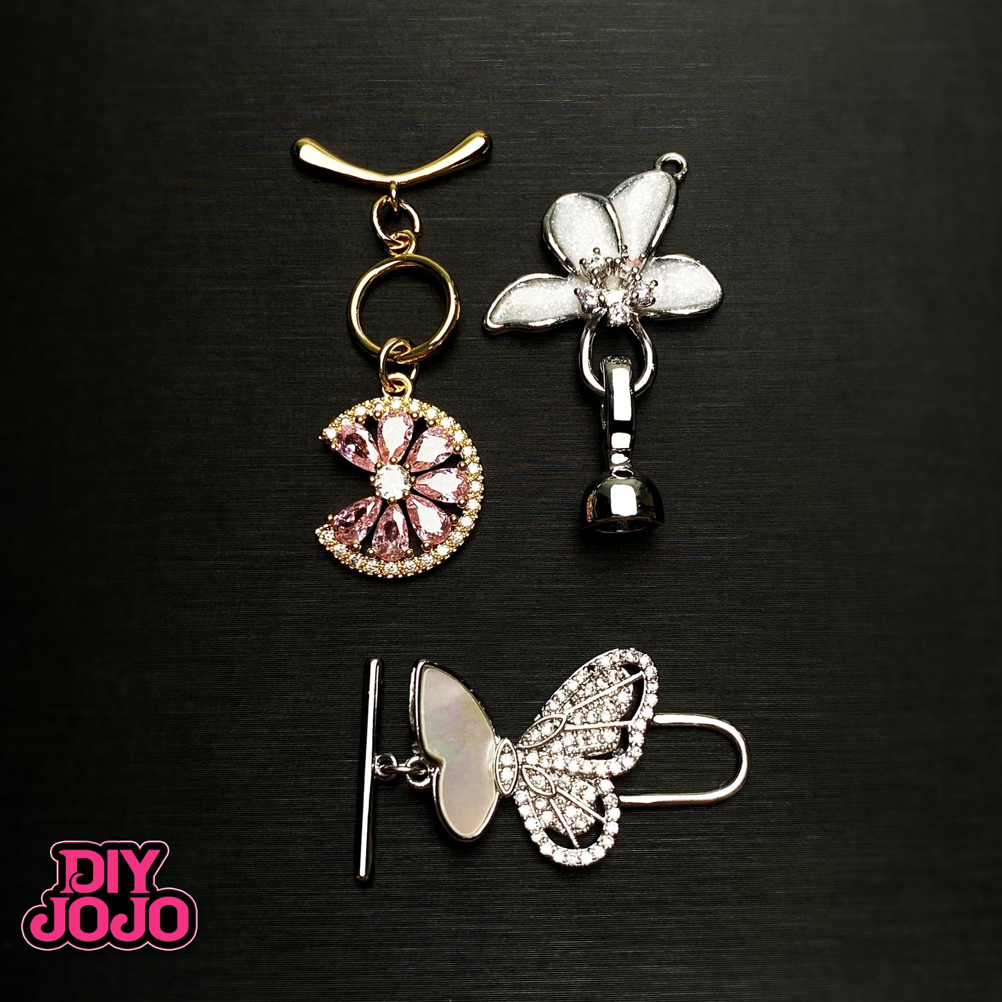 【R2093】留め具の3点セット①ーK18金&銅メッキ &バラジウムメッキ