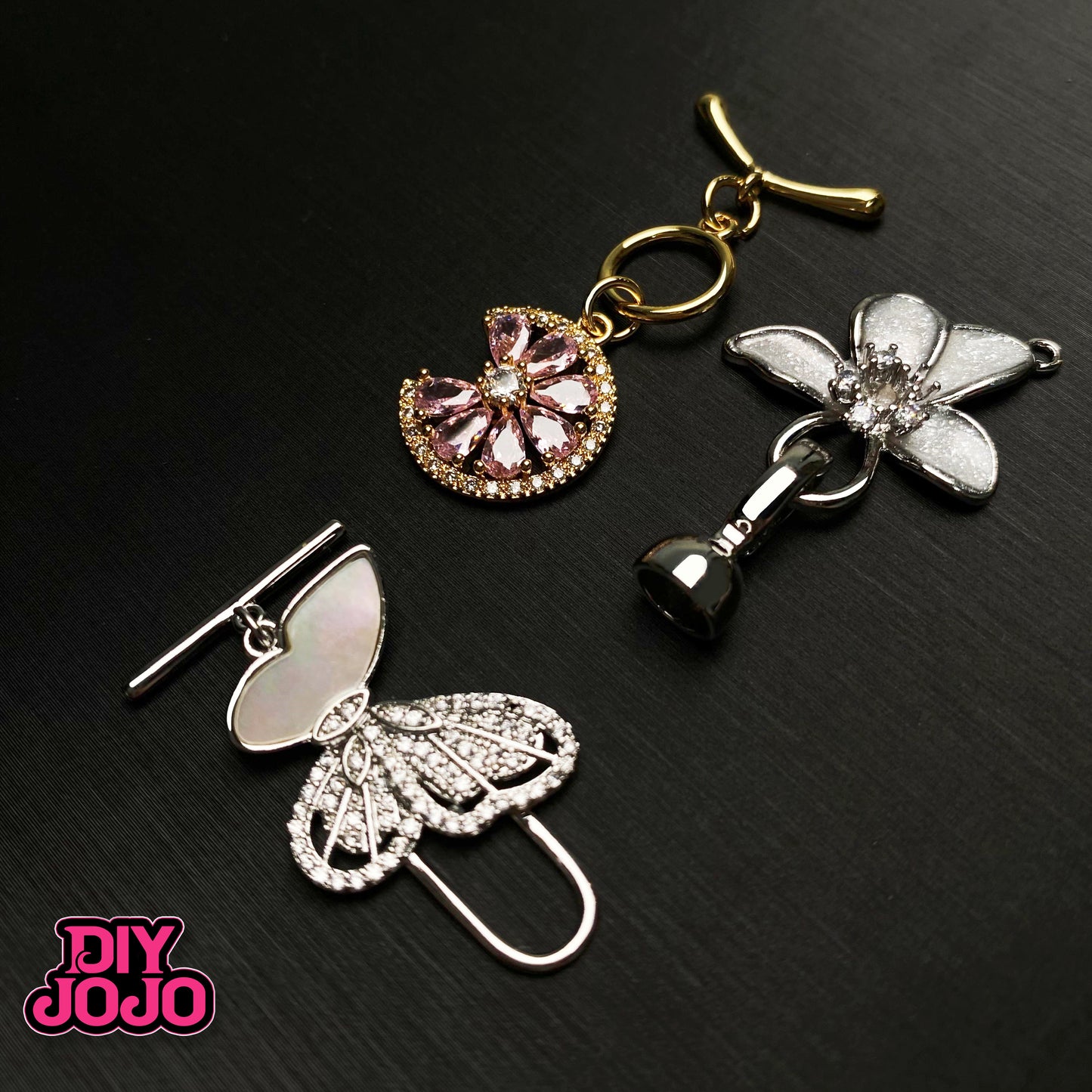 【R2093】留め具の3点セット①ーK18金&銅メッキ &バラジウムメッキ
