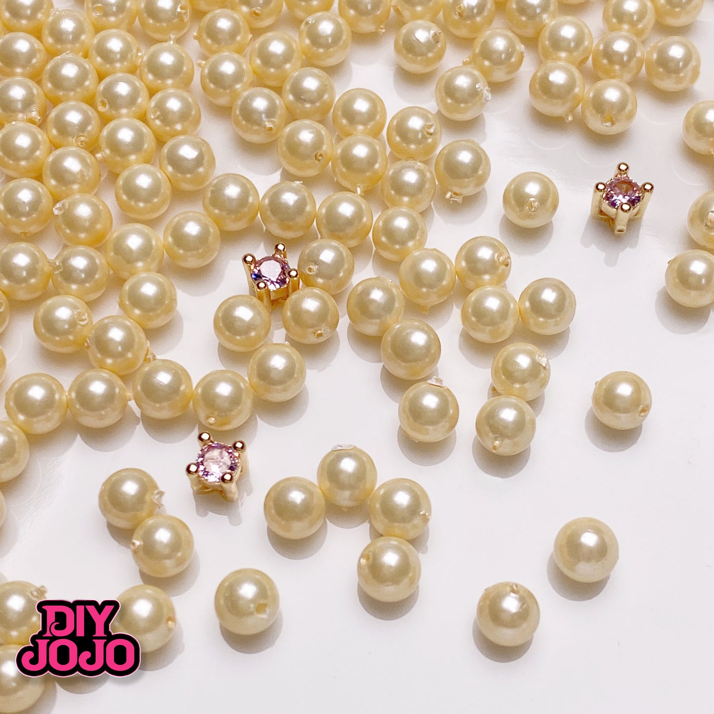 【R2612】シャンパン玉ー ミニシェルパール(約4mm) & ジルコニアメタル