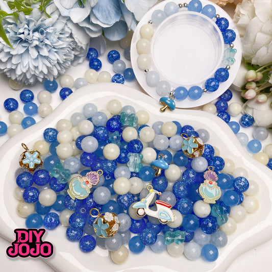 ～ラスト3～【R2834】海に落ちー高級ストーン（玉石）＆高品質K9花火ガラスビーズ＆瑠璃ビーズ＆メタル