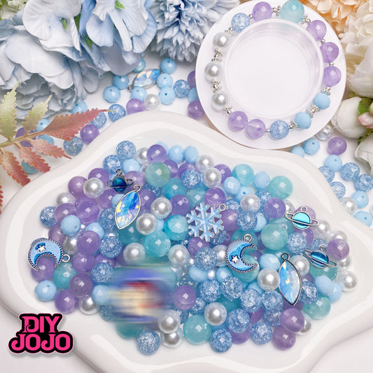 NEW（364円OFF）【R2930】海の月ー高級ストーン（アイスジェイド）＆高品質K9花火ガラス ビーズ & 高品質ガラス &メタル